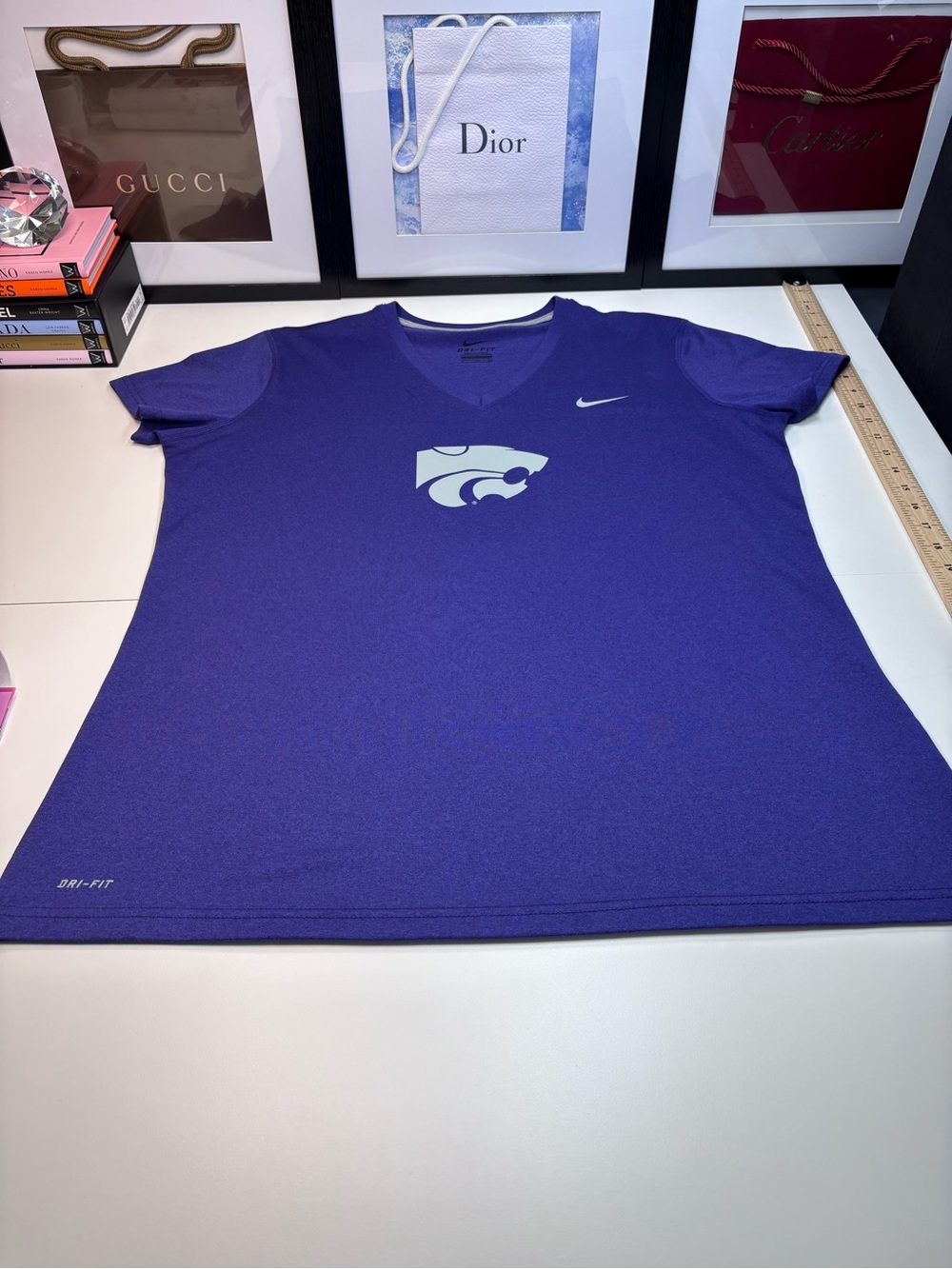Nike Men’s Purple Dri-FIT V-Neck Short Sleeve Shirt with Wildcats Logo NWOT  XL